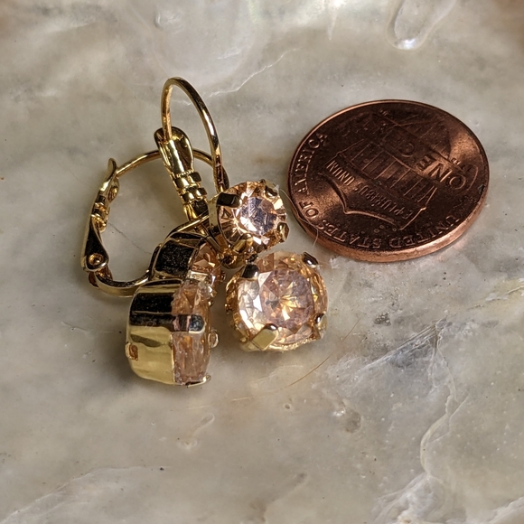 Genuine Yellow Champagne Sapphire 1.07 Carats in 14K Gold Plated Drop Ea… - Picture 3 of 3